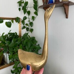Vintage Solid Brass Swan